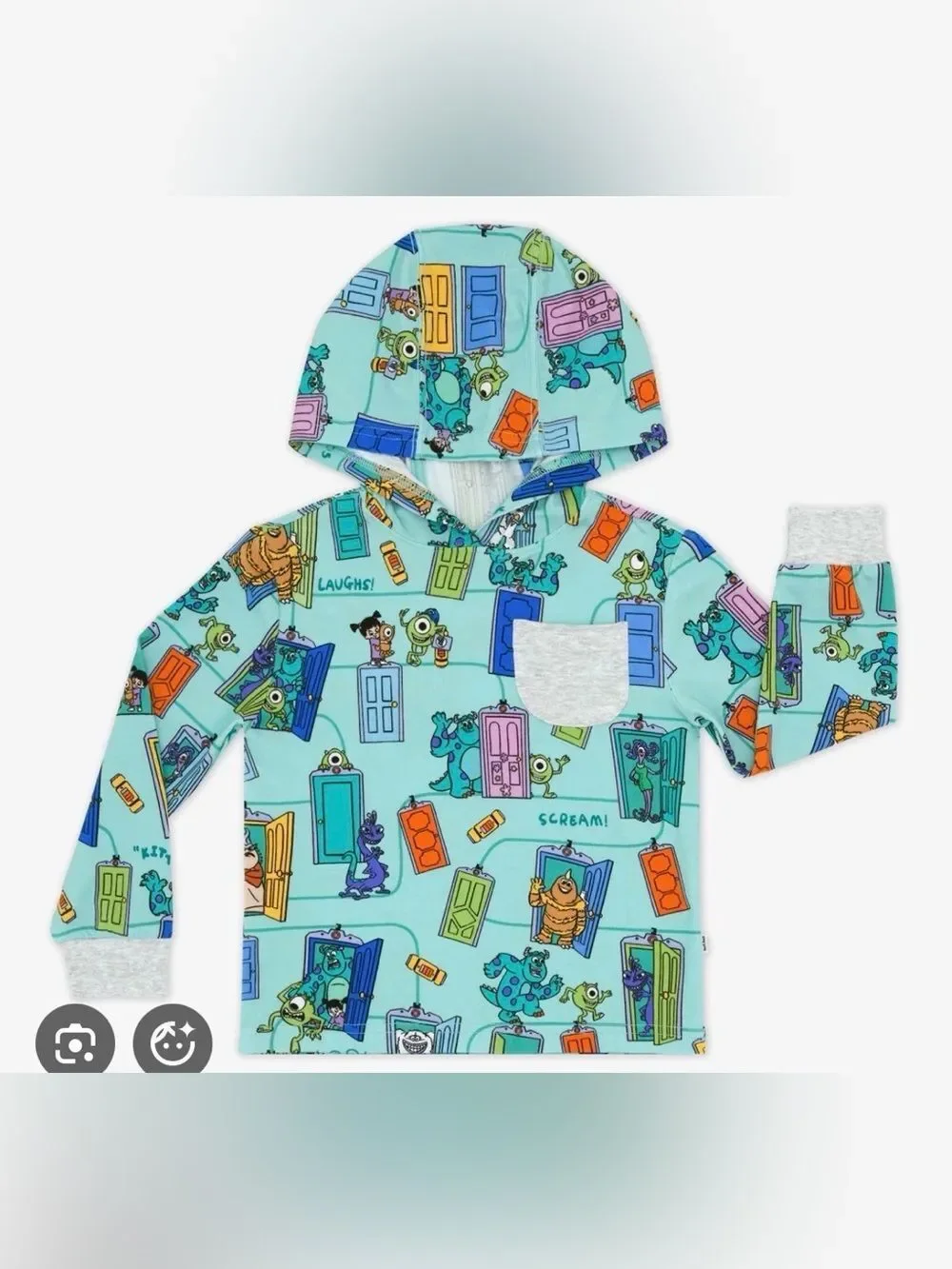 Little Sleepies Disney Monsters Inc 7 Boys Hooded Long Sleeve Shirt